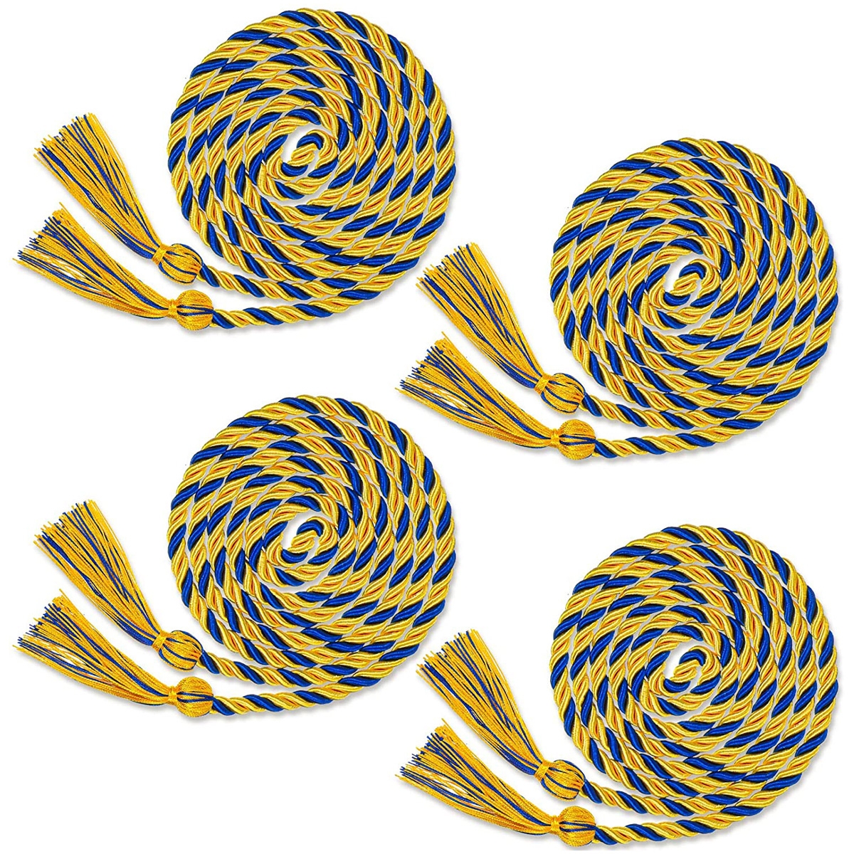 Polyester Yarn Honor Cord Braided Double Grad Cords with Tassels, 67 Inch for Graduates, Gold 